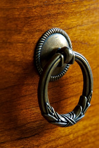 drawer pull on an antique chest